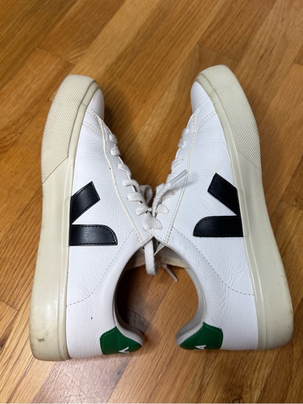 Veja Campo Leather Sneakers - White Black Emeraude Green - Women’s 7 / EU 38 - Picture 11 of 14